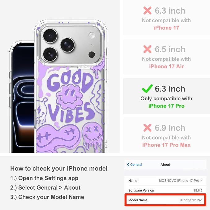 MOSNOVO for iPhone 17 Pro Case | Military Grade 6.6ft Drop Tested | Camera - Image 2