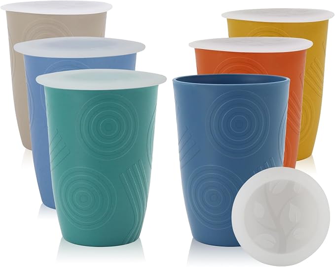 Homienly Wheat Straw Cups, Unbreakable Drinking Glasses 16oz, Beach-Colorful by HOMIENLY