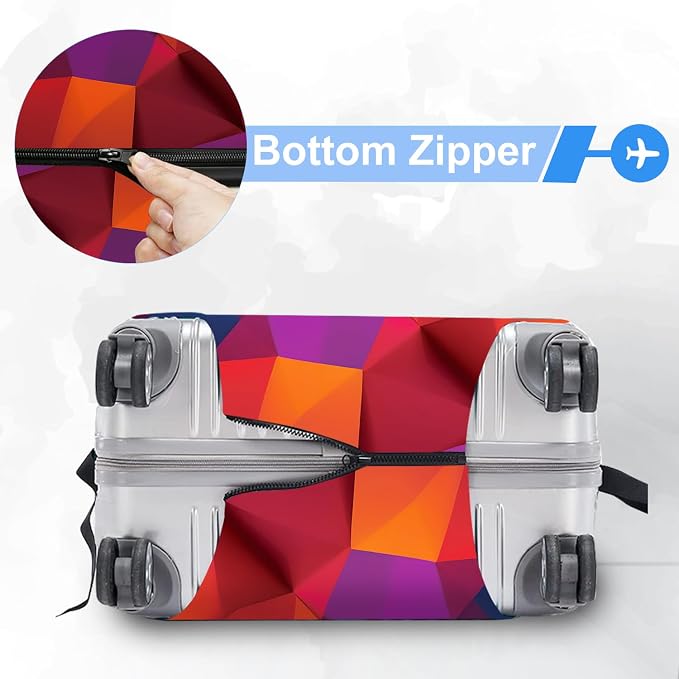 Don't Touch Me Funny Travel Luggage Cover-Neon Geometric Stretchable Airplane - Image 5