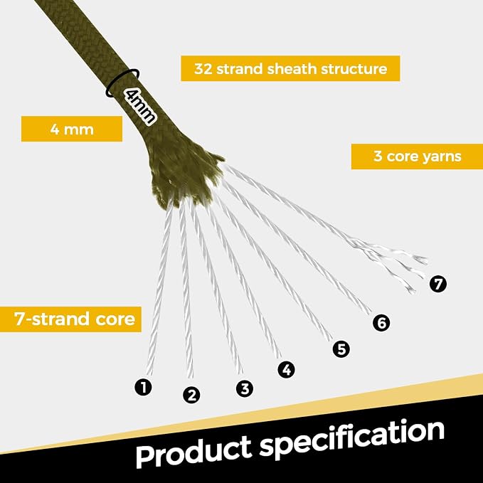 Paracord 550, 7 Triple Strands Utility Rope, Parachute Cord - Image 3
