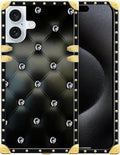 Compatible with iPhone 16 Case, Shiny Black Sofa Crystal Luxury Golden by Unknown