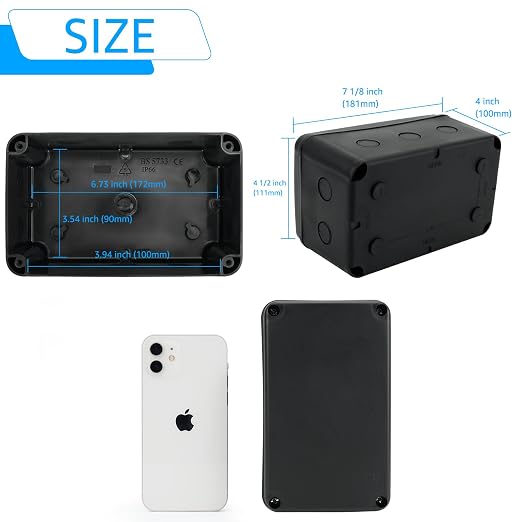 SuperInk Waterproof Electrical Junction Box Outdoor Black, IP66 Plastic - Image 3
