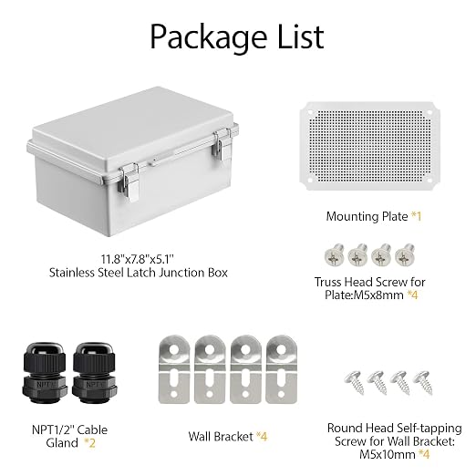 LeMotech Electrical Box, IP67 Waterproof Hinged Cover Stainless Steel Latch - Image 9