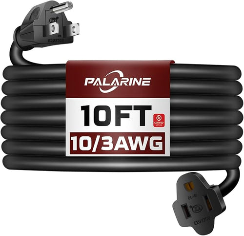 10ft Black Outdoor Extension Cord Waterproof, UL Listed, 10/3 SJTW Heavy Duty 3 by PALARINE