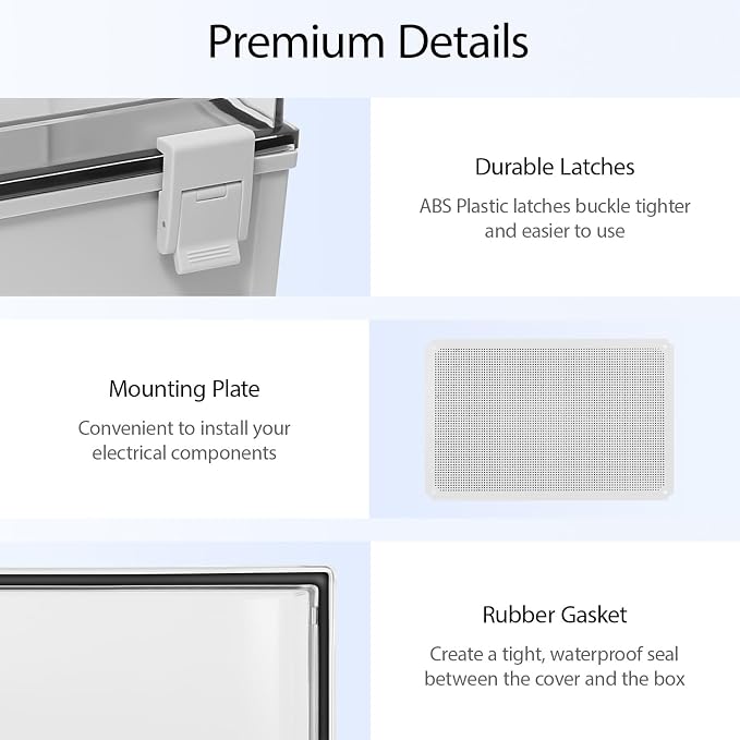 Electrical Box, IP65 Waterproof Dustproof ABS Plastic Enclosure, Outdoor and - Image 4