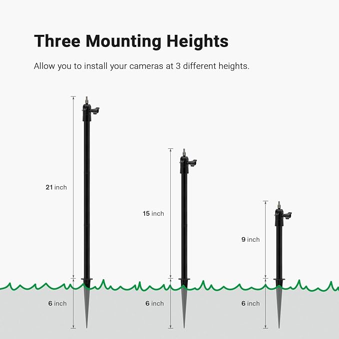 Holicfun Security Camera Ground Stake, Heavy Duty Stand Mount - Image 2
