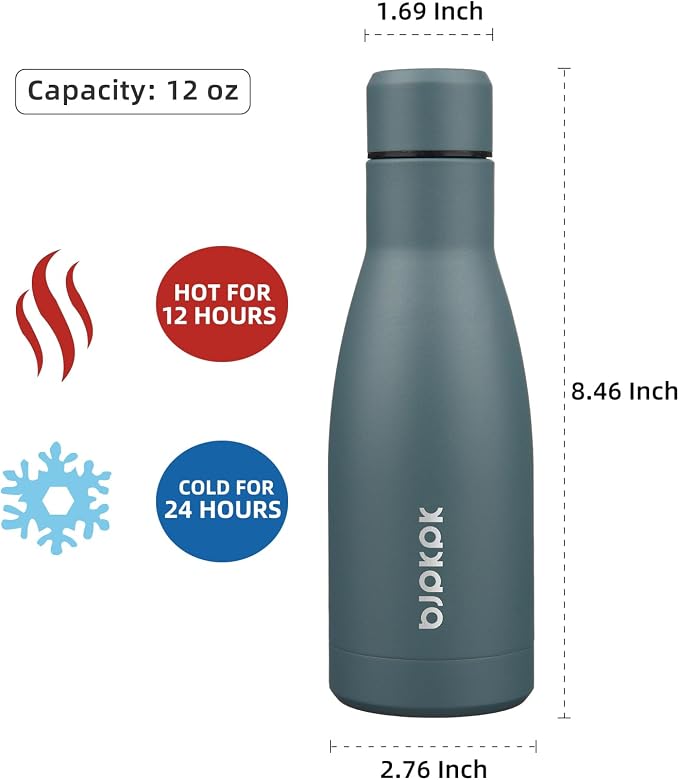 BJPKPK 12oz Water Bottles Stainless Steel Double Wall Vacuum Insulated Small - Image 2