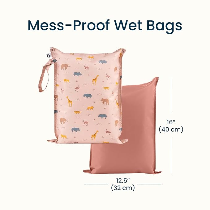 Tiny Twinkle Mess Proof Wet Bags | 2-Pack Reusable Waterproof Wet Bags - Image 4