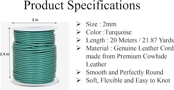 GENIQUE Real/Genuine Round Leather String Cord - Image 3