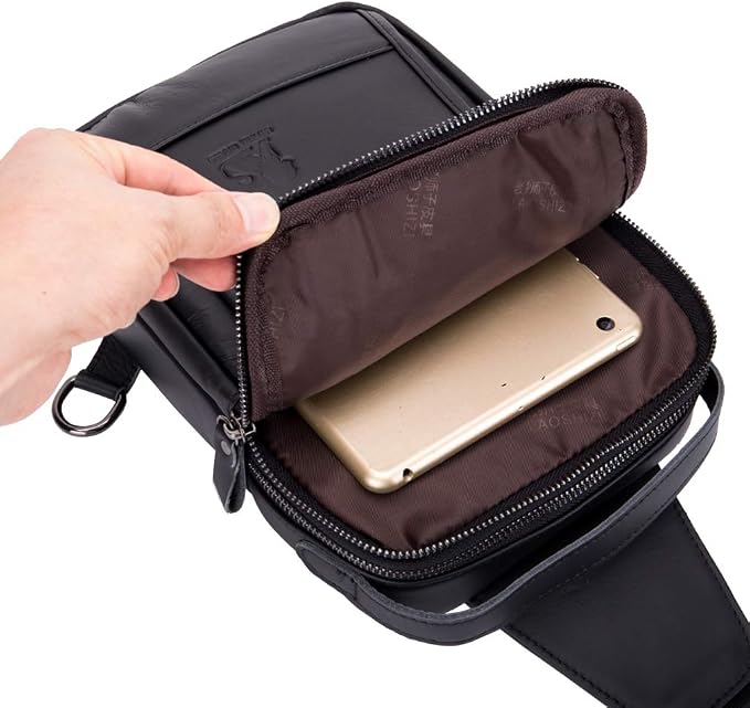 Leather Sling Bag Backpack for Men Women Outdoor Travel Hiking Business - Image 5