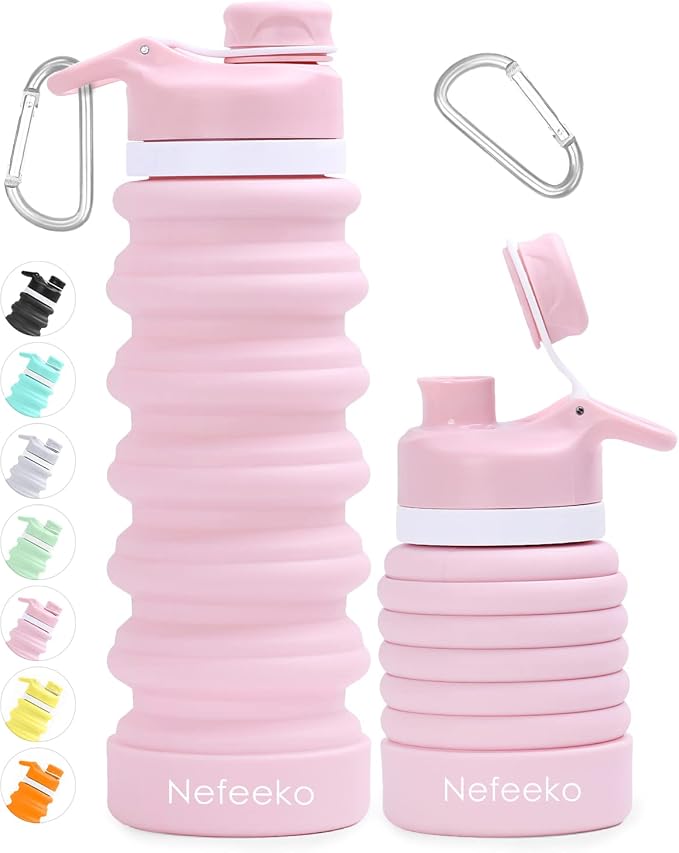 Nefeeko Collapsible Water Bottle, 26oz Silicone Foldable Water Bottles by Nefeeko