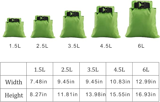 Pimoys 5 Pack Waterproof Dry Sacks, Lightweight Outdoor Dry Bags Ultimate Dry - Image 3