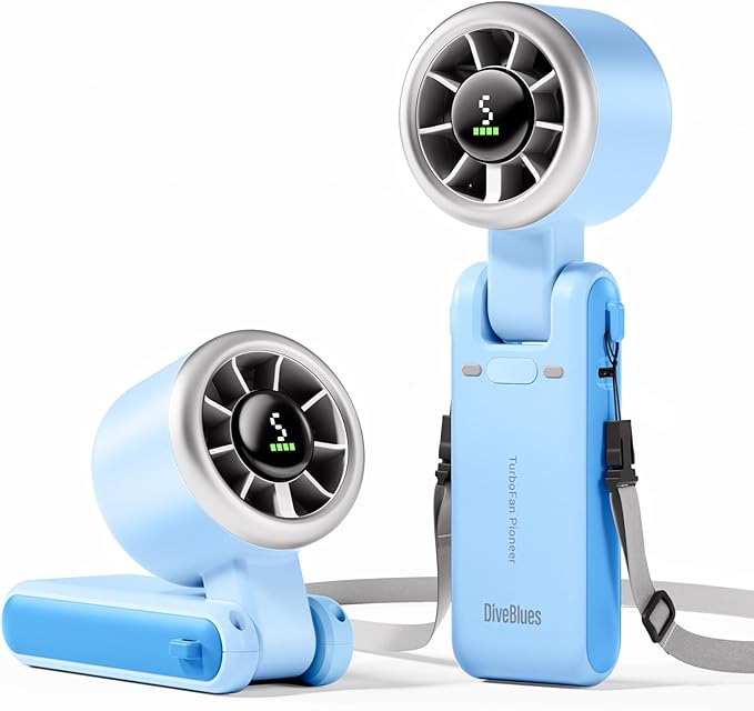 Diveblues Portable Handheld Turbo Fan, 5 Gear Wind, Battery Operated, 3 IN 1 by Diveblues