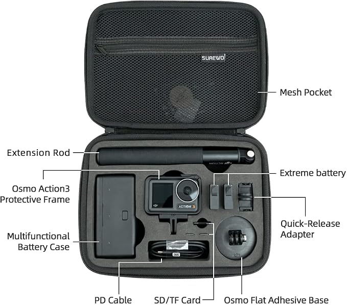SUREWO Surface-Waterproof DJI Osmo Action 6 Carrying Case, Travel Portable Bag - Image 4