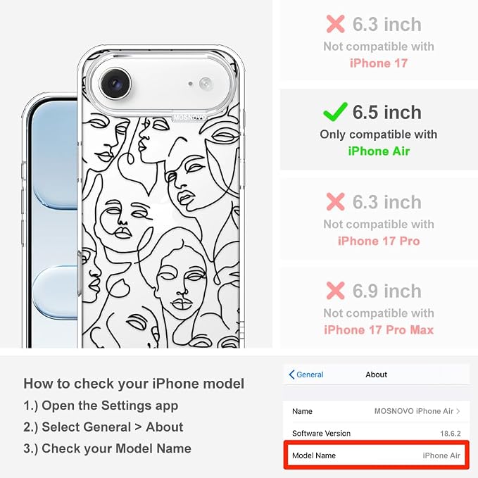 MOSNOVO for iPhone Air Case | Military Grade 6.6ft Drop Tested | Camera Control - Image 2