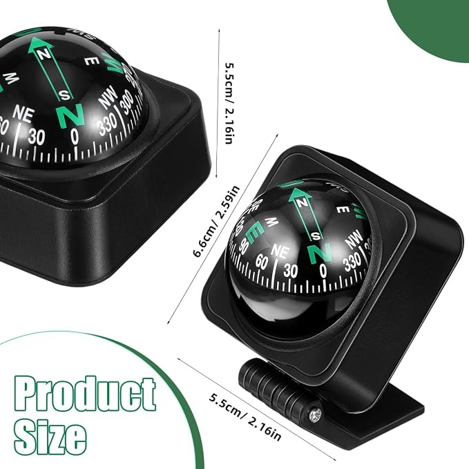 SOLUSTRE Car Dashboard Compass Ball Portable Auto Compass - Image 2