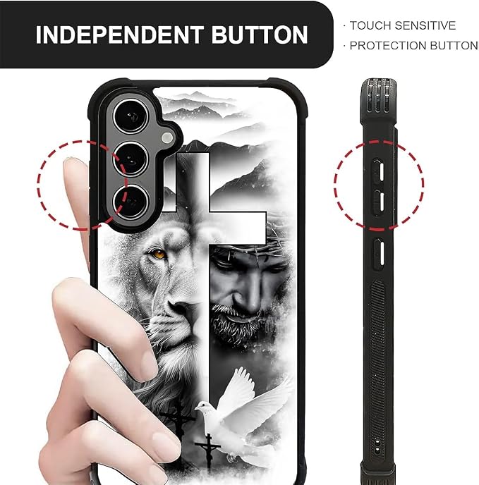 for Samsung Galaxy S24 S25 Plus Case, Lion Cross Jesus Christ Dove Pattern - Image 5