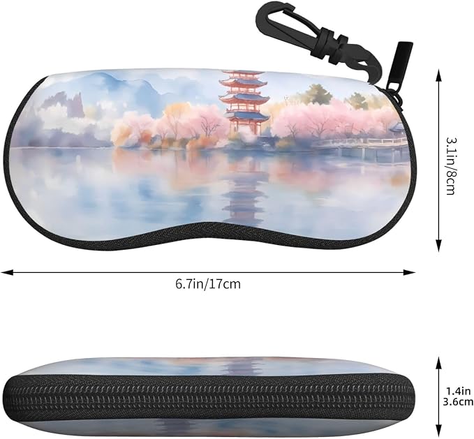 Watercolor Orca Whale Glasses Case Neoprene Portable Zipper Eyeglass Bag - Image 3