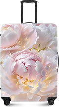 ANNA QUEEN Pink Peony Flower Luggage Cover, Stretchable Suitcase Protector by ANNAQUEEN