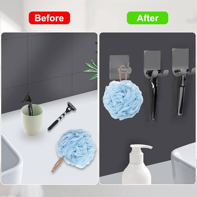 CGBE Razor Holder for Shower, 4 Packs Shaver Holder and Hooks, Self Adhesive - Image 5