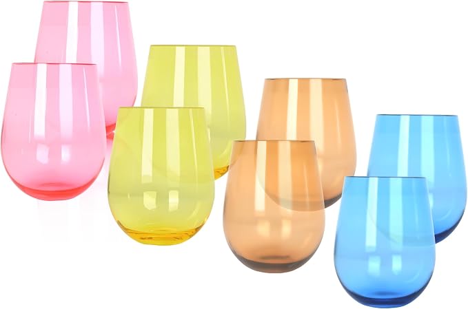 Lily's Home Set of 8 Shatter-Resistant Acrylic Stemless Wine Glasses - 14 oz - Image 4