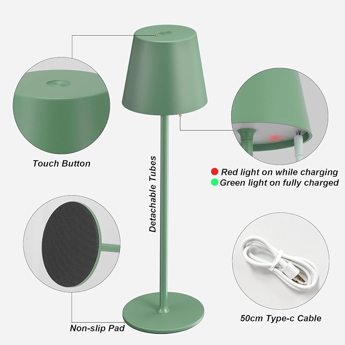 Kakanuo Cordless Table Lamp Rechargeable Green - Image 6
