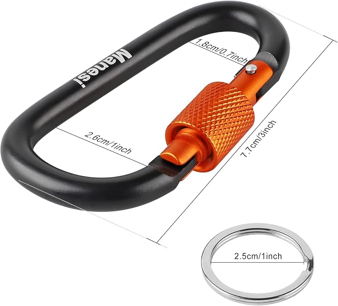 10 Pack Aluminum D Ring Key Rings Clips Locking Carabiner - Image 2