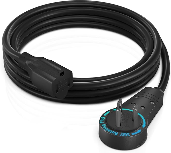 Maximm Cable 5 Feet 360° Rotating Flat Plug Extension Cord/Wire, 3 Prong by MaximmCable