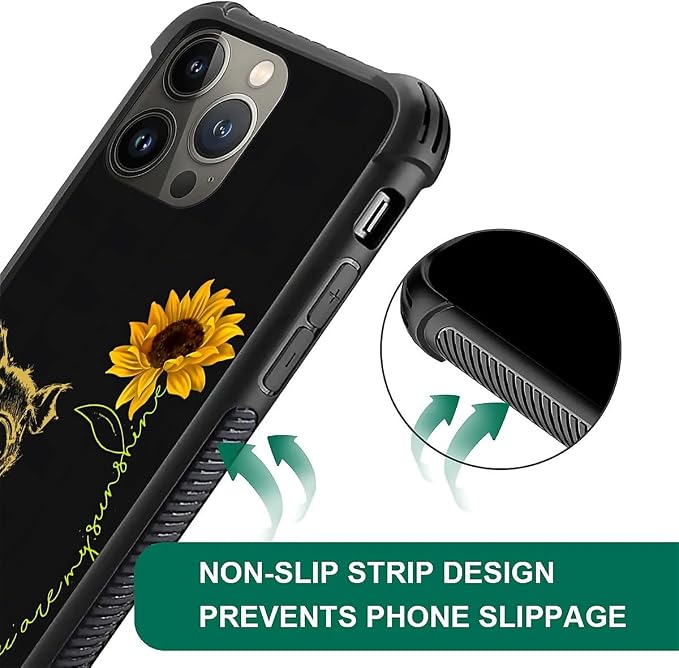for iPhone 13 Pro Max Case, Pig Sunflower Yellow Sunshine Pattern Graphic - Image 2