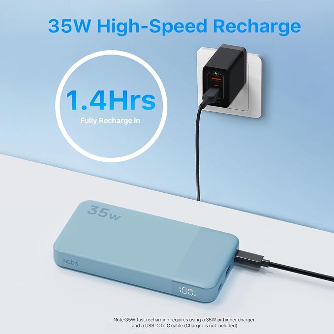 NOBIS Portable Charger, 10000mAh Power Bank Fast Charging, Battery Pack - Image 3