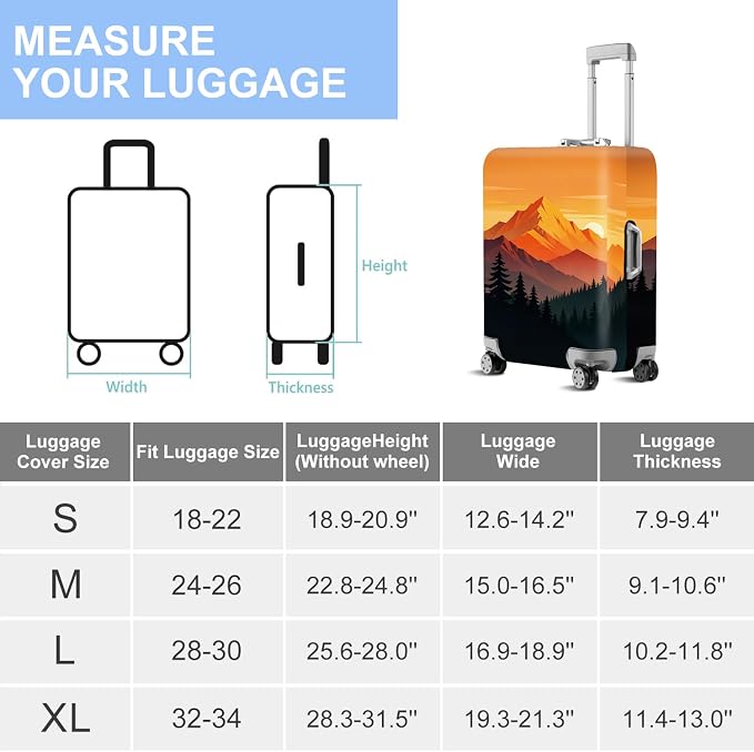 Retro Mountain Landscape Sunset Travel Luggage Cover -Stretchable Airplane - Image 7