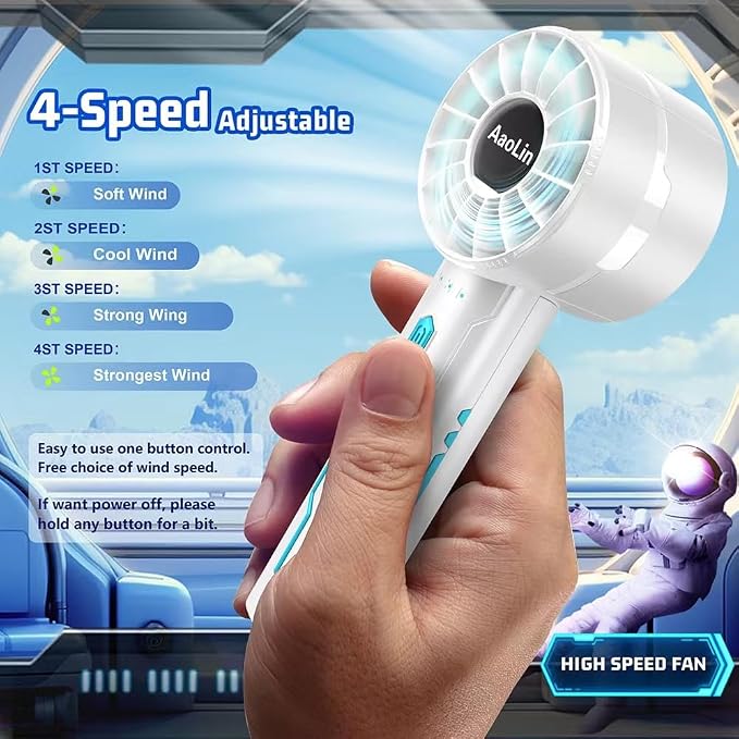2PCS Portable High-Speed Mini Handheld Fan, USB Rechargeable Neck Personal Mini - Image 2