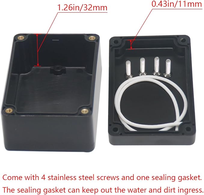 2 Pack Project Box ABS Plastic Black Electrical Boxes IP65 Waterproof DIY - Image 4