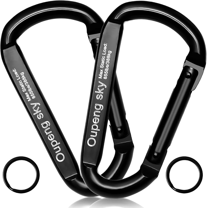 Carabiner Clip, Camping Accessories, Outdoors and Gym etc, D Shaped Spring Hook by Oupengsky