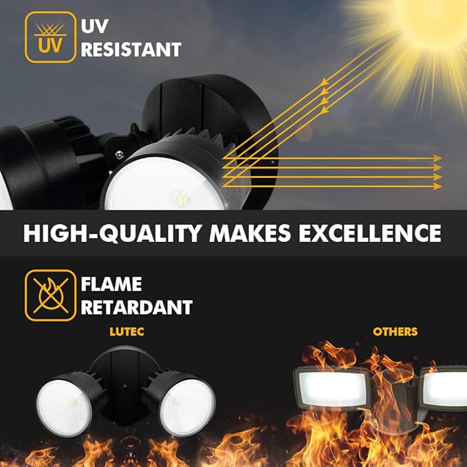 LUTEC P6221B 2000 Lumen 18 Watt LED Dual-Head Floodlight Outdoor, Switch - Image 6