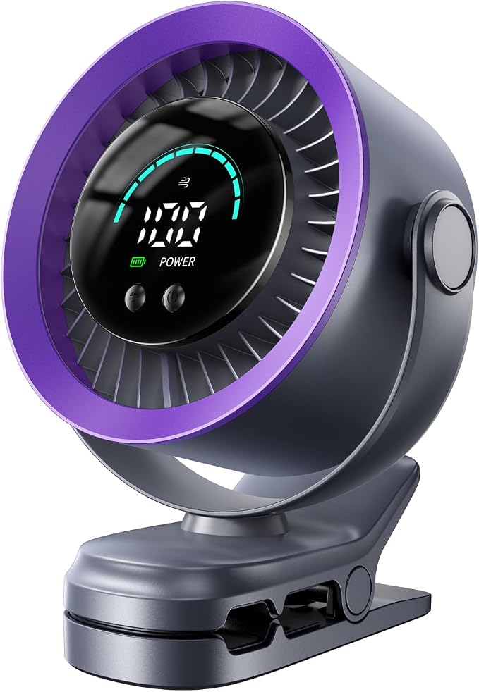 KIMMOO Portable Clip on Fan, 100-Speed Rechargeable USB Fan by KIMMOO