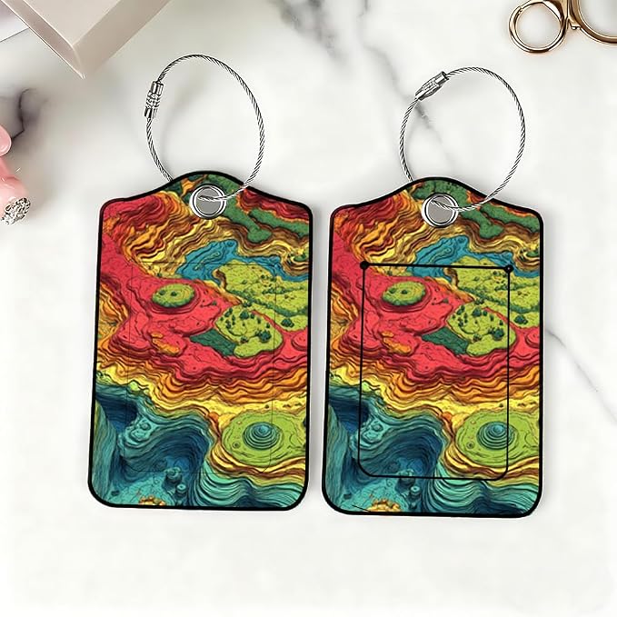 2Pcs Topographic Art Luggage Tags - Image 6