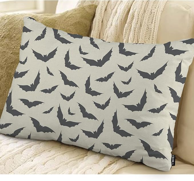 EKOBLA Evil Bats Pattern Rectangle Pillow Cases Halloween Pattern Bats Gothic - Image 2