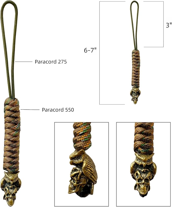 Handmade Lanyards with Brass Beads – Paracord 550 Survival Gear Leash - Image 3