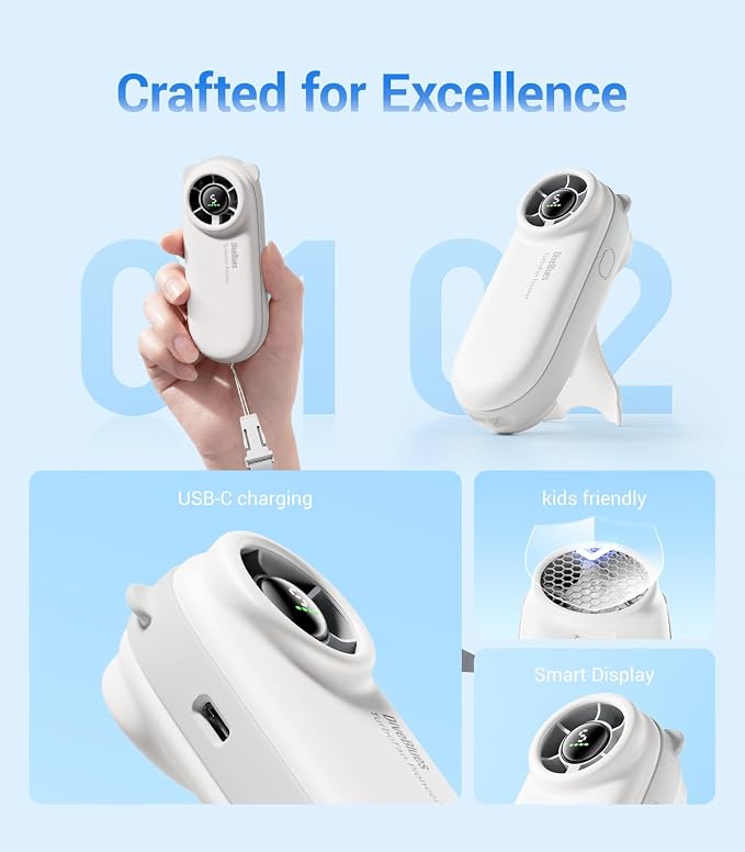 Diveblues Handheld Portable Turbo Fan, 4000mAh USB Rechargeable Pocket Fan - Image 5