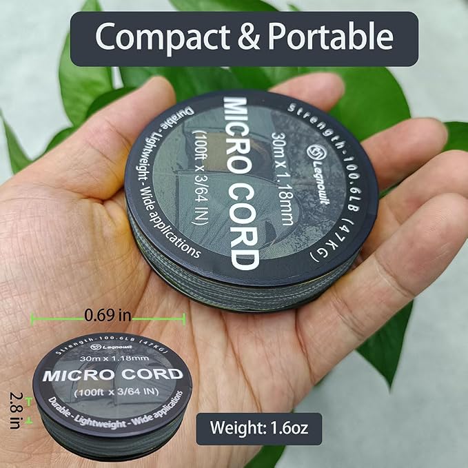 Micro Paracord, 1.18mm x 100ft Thin Mini Utility Braided Small Paracord - Image 3