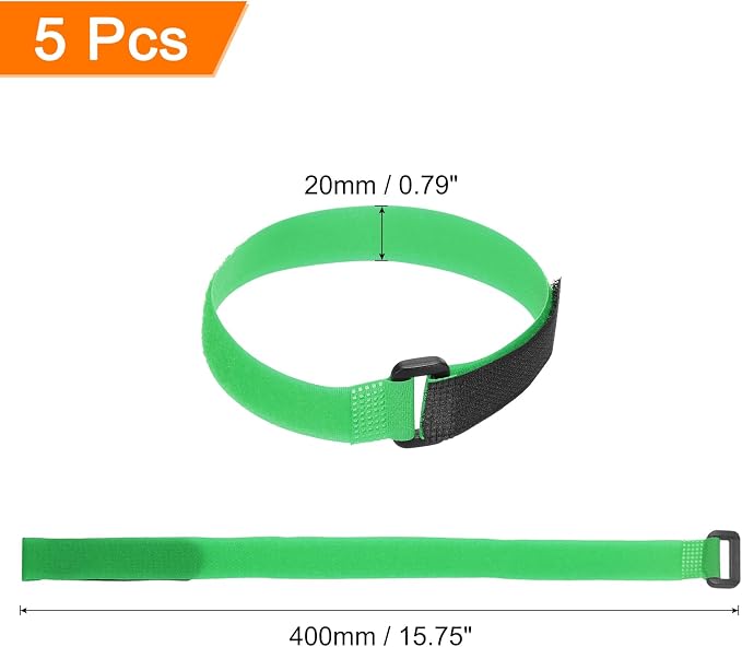 MECCANIXITY 5Pcs Reusable Battery Tie Down Straps, 0.8x16" Green Nylon - Image 2