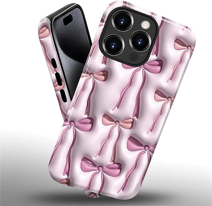 for iPhone 15 Pro Max Case, HL2 Abstract Ribbons Bows Hybrid 2 Layer Hard Shell - Image 2