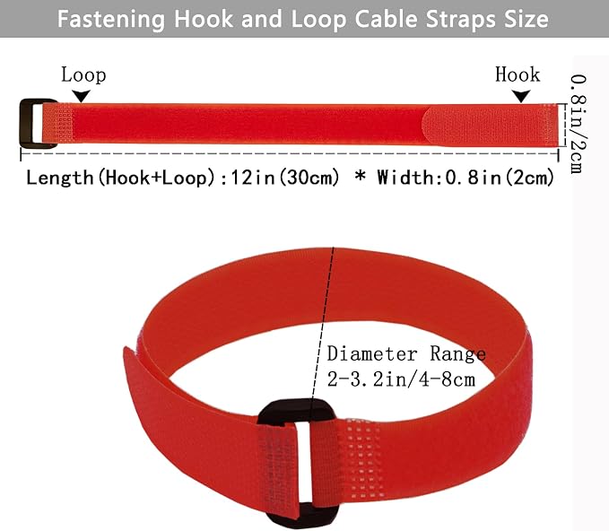 10 Pack Reusable Fastening Cable Ties and Cable Straps Red Color, Adjustable - Image 2