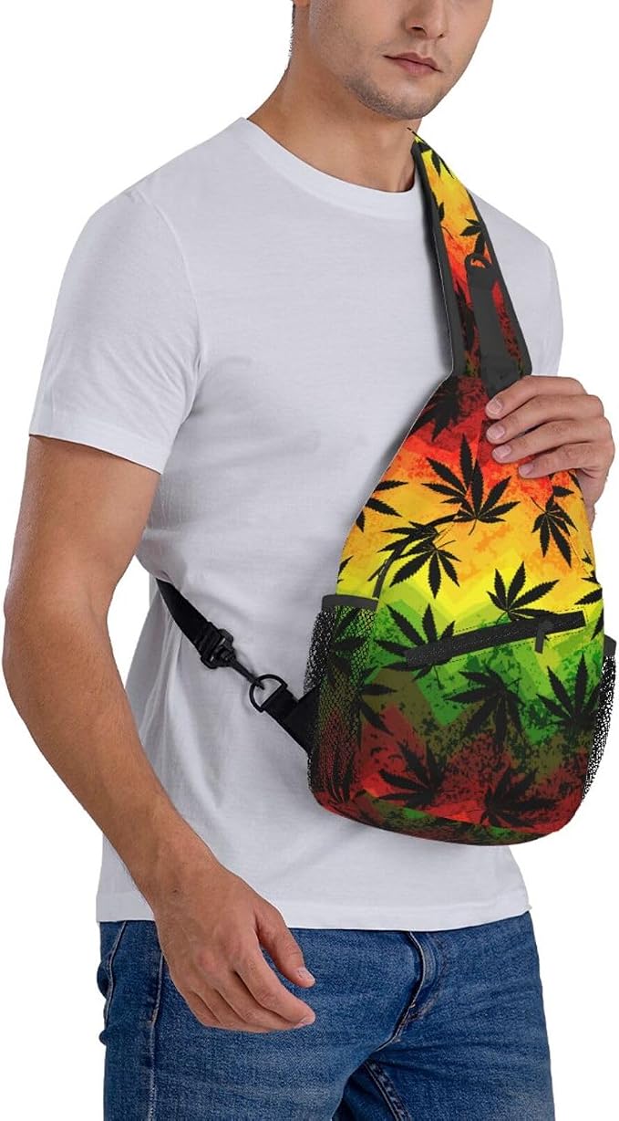 Marijuana Leaves Sling Bag For Women Men Fashion Print Backpack Crossbody - Image 8
