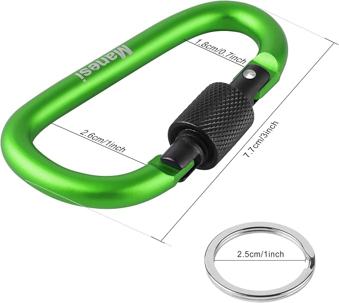 10 Pack Aluminum D Ring Key Rings Clips Locking Carabiner - Image 2