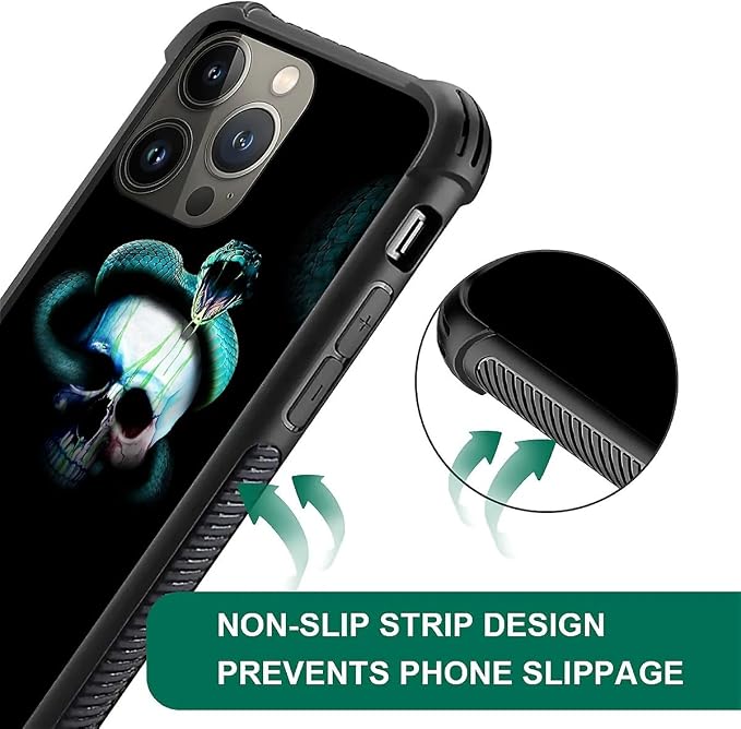 for iPhone 13 Pro Max Case, Skeleton Winding Snake Pattern Graphic Design Girl - Image 5