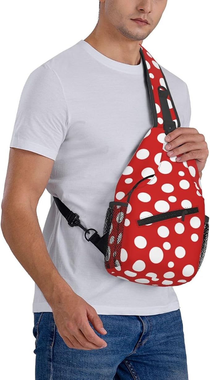 Mushroom Dots Sling Bag For Women Men Fashion Backpack Crossbody Red Mushroom - Image 8