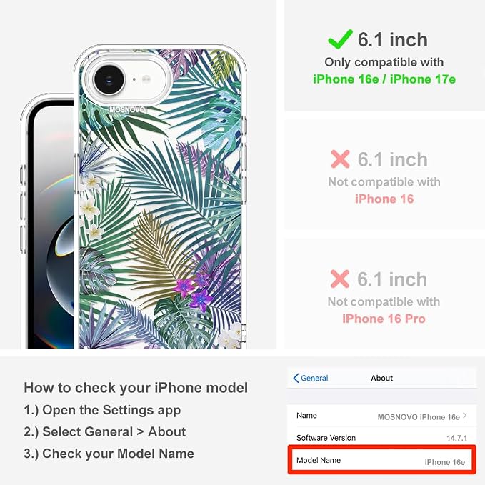 MOSNOVO for iPhone 17e Case/iPhone 16e Case, Shockproof Military-Grade - Image 2