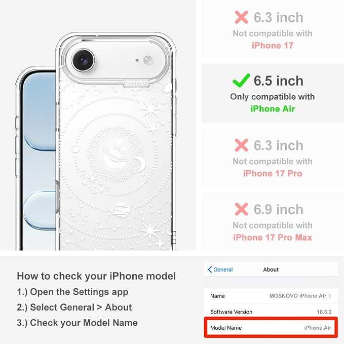 MOSNOVO for iPhone Air Case | Military Grade 6.6ft Drop Tested | Camera Control - Image 2